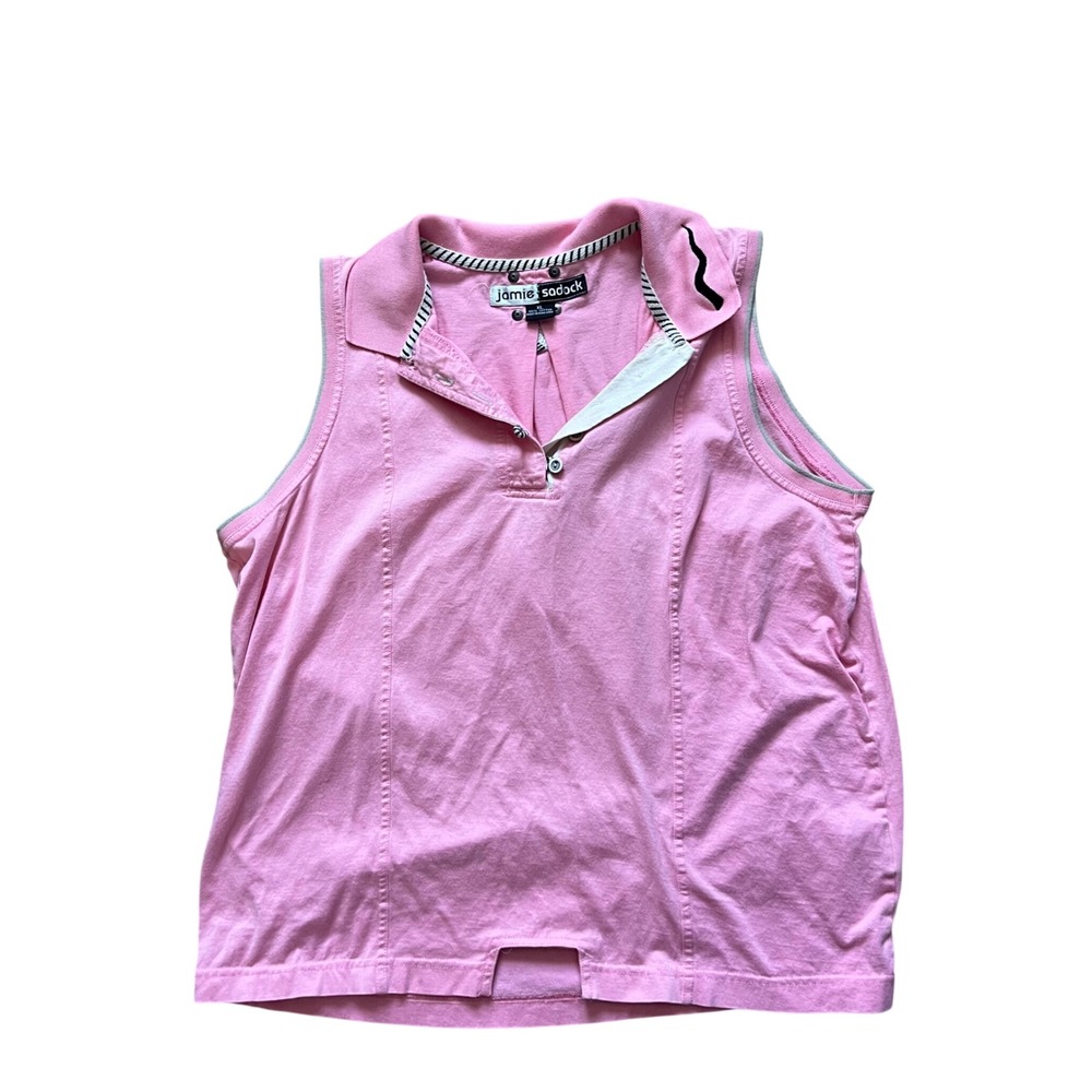 Jamie Sadock Golf Sleeveless Polo Women XL Pink Cotton Sleeveless Vintage Sporty